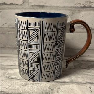 Hieroglyph Patterned coffee Mug with Blue Interior 12 oz Signature